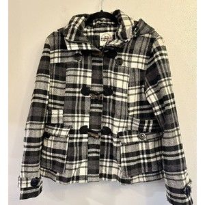 Hydraulic Women's Short Pea Coat, Size XL Detachable‎ Hood